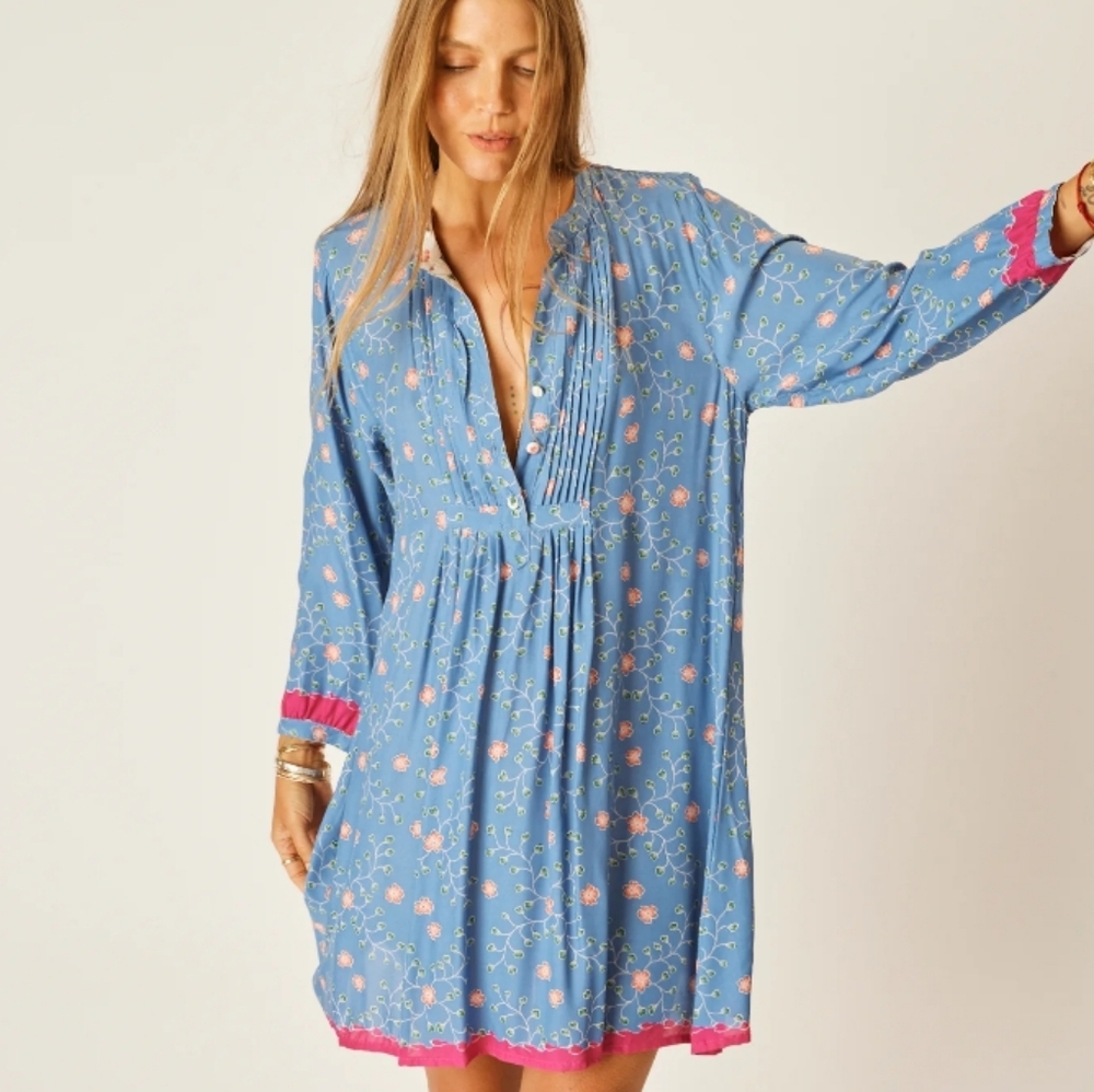 Natalie Martin Sammie Short Dress Pinwheel Denim M
